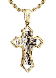 10K Yellow Gold Cross Diamond Necklace  | 0.32 Carats