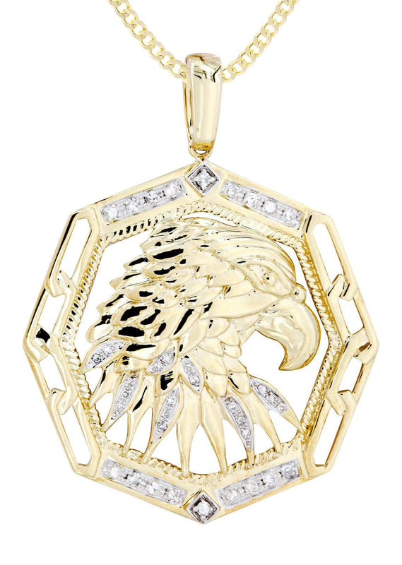10K Yellow Gold Hawk Diamond Necklace Diamond Necklace  | 0.58 Carats
