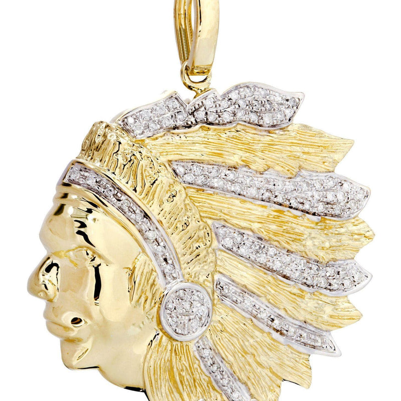 10K Yellow Gold Head Chief Diamond Necklace  | 0.39 Carats