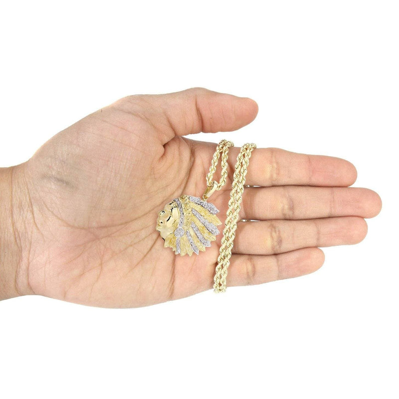 10K Yellow Gold Head Chief Diamond Necklace  | 0.39 Carats