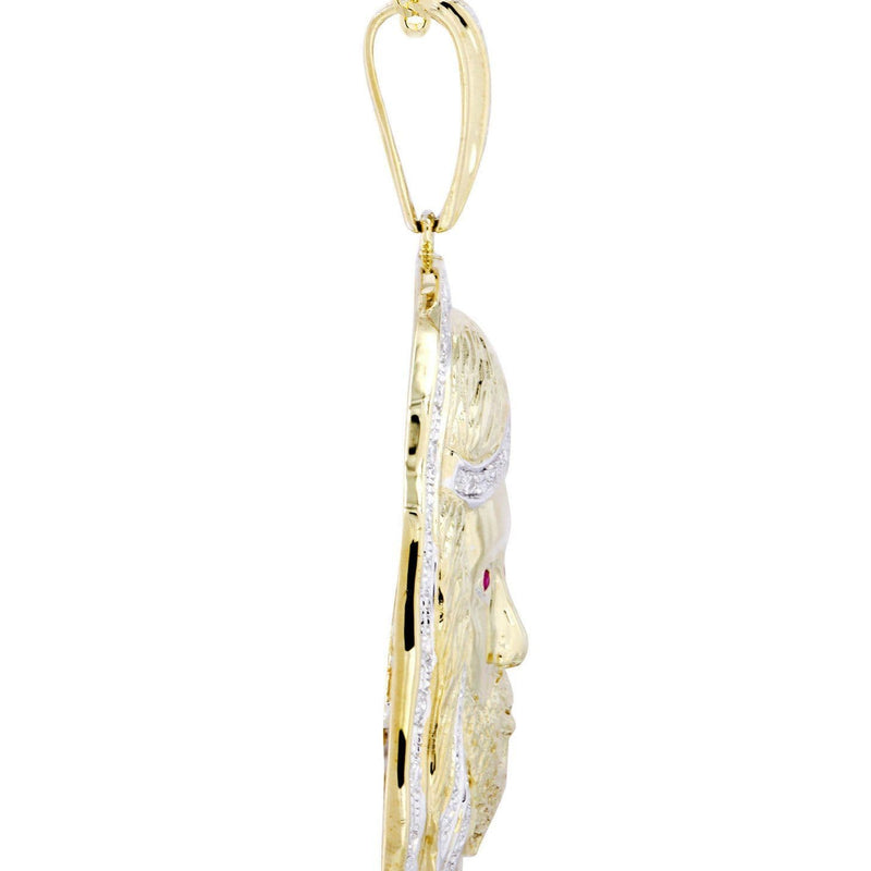 10K Yellow Gold Jesus Head Diamond Necklace  | 1.1 Carats