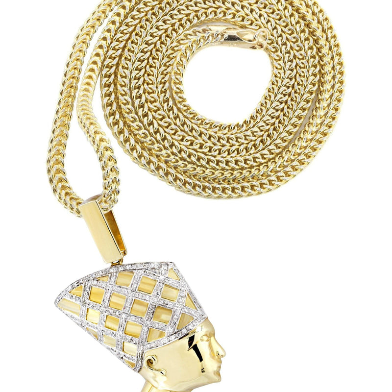 10K Yellow Gold Pharaoh Diamond Necklace  | 0.7 Carats