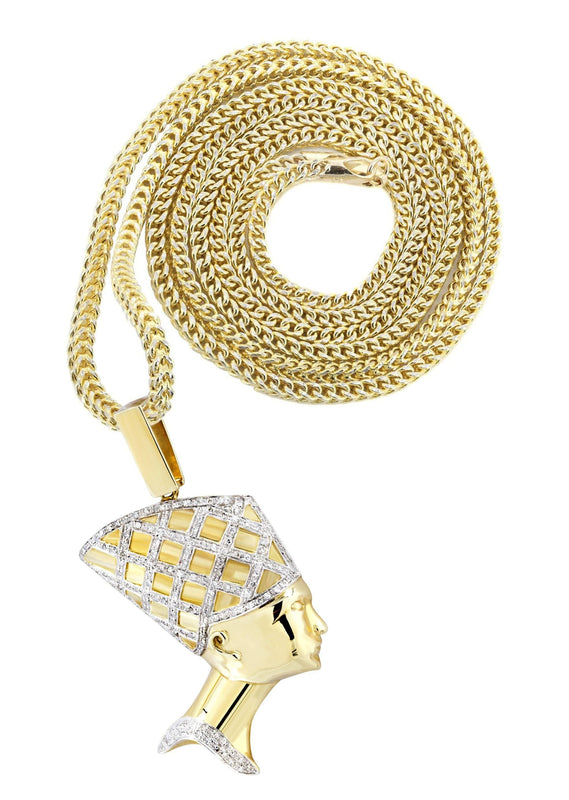 10K Yellow Gold Pharaoh Diamond Necklace  | 0.7 Carats