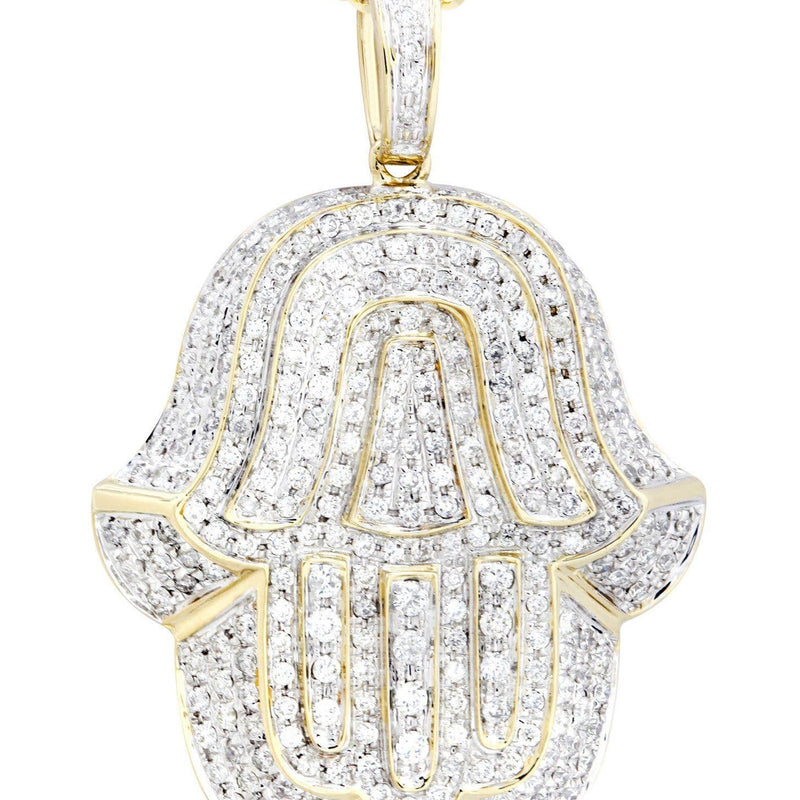 14K Yellow Gold Hamsa Diamond Necklace  | 2.36 Carats