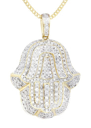 14K Yellow Gold Hamsa Diamond Necklace  | 2.36 Carats