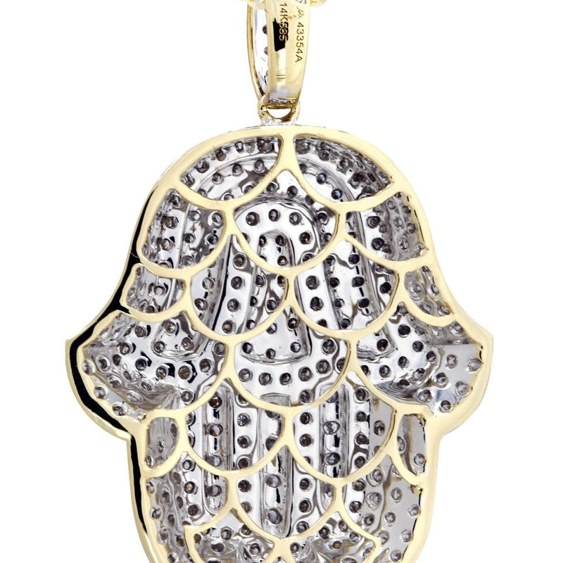 14K Yellow Gold Hamsa Diamond Necklace  | 2.36 Carats