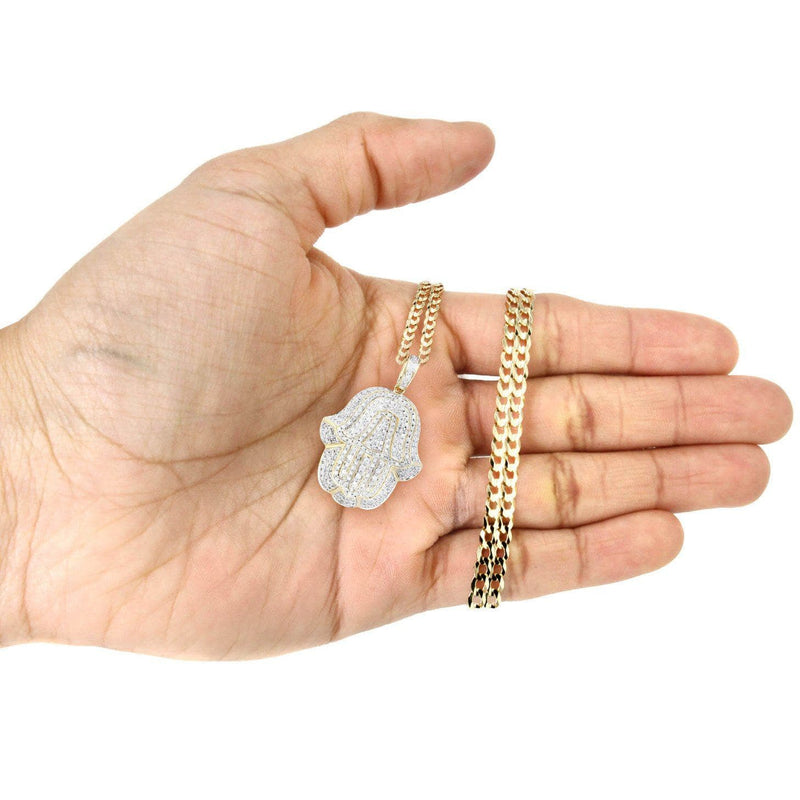 14K Yellow Gold Hamsa Diamond Necklace  | 2.36 Carats