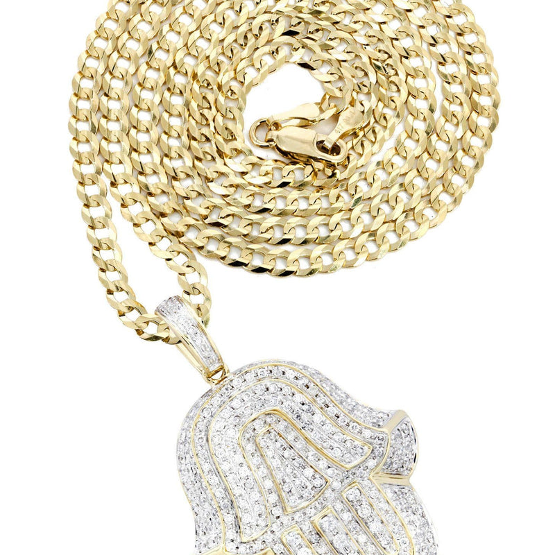 14K Yellow Gold Hamsa Diamond Necklace  | 2.36 Carats