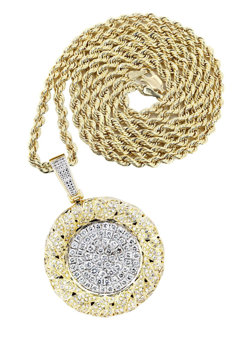 14K Yellow Gold Round Diamond Necklace  | 2.1 Carats