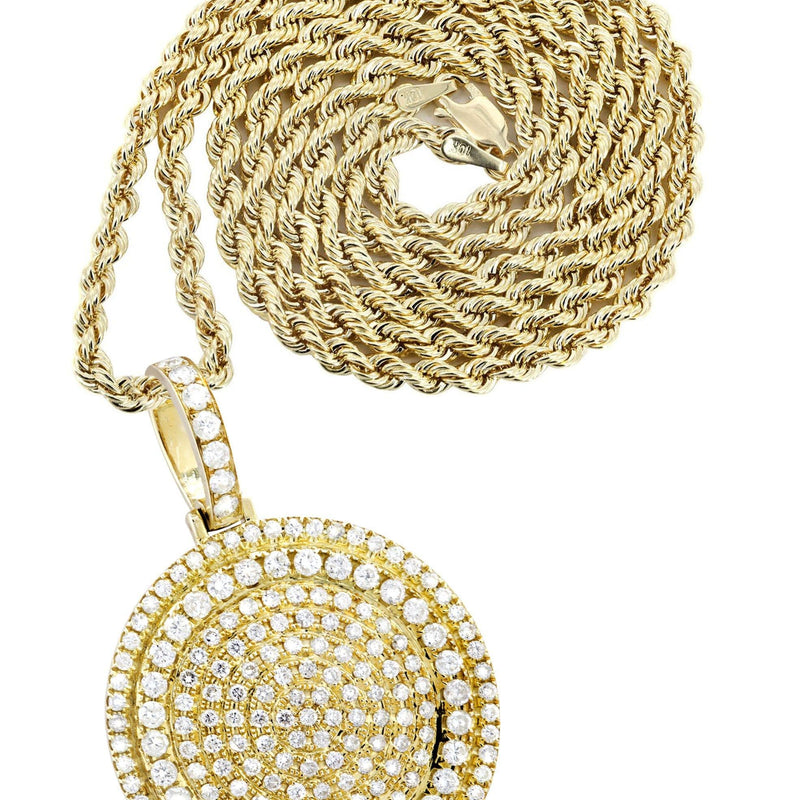10K Yellow Gold Round Diamond Necklace  | 4.42 Carats