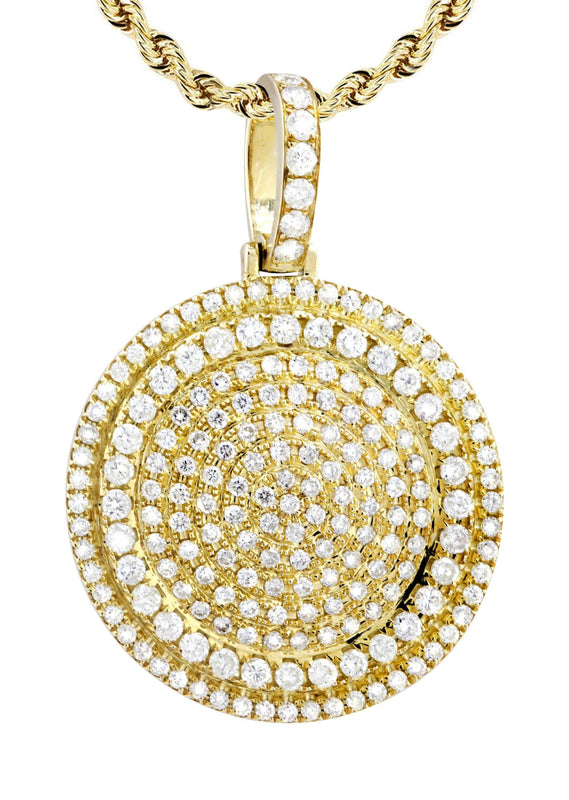 10K Yellow Gold Round Diamond Necklace  | 4.42 Carats