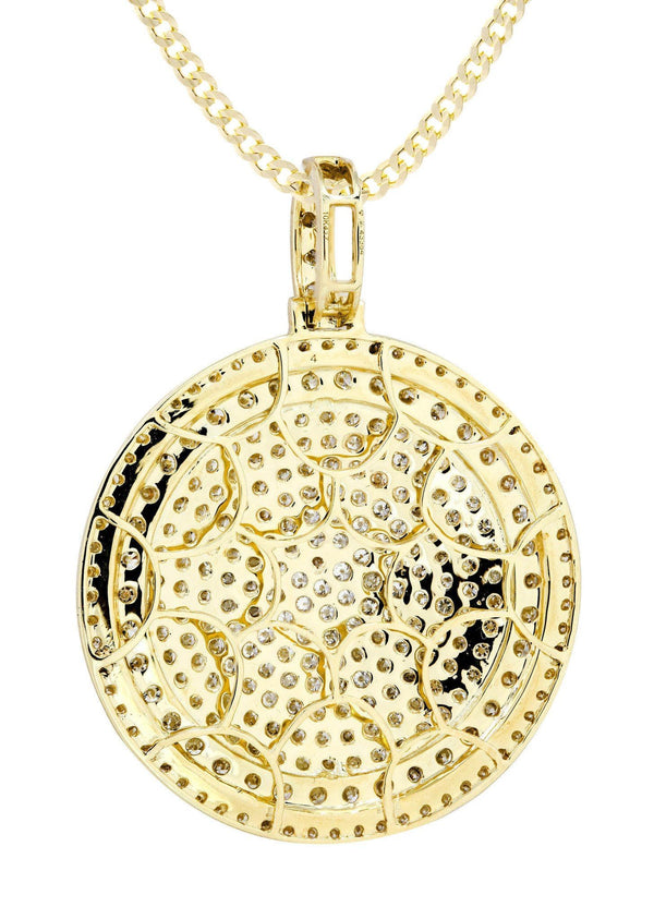 10K Yellow Gold Circle Diamond Necklace  | 6 Carats