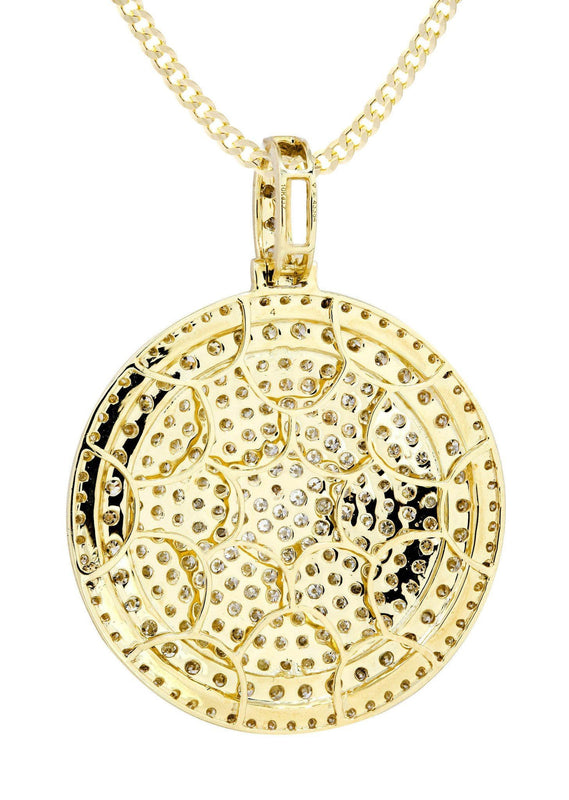 10K Yellow Gold Circle Diamond Necklace  | 6 Carats