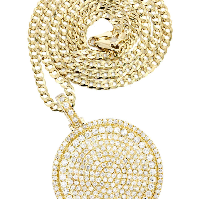 10K Yellow Gold Circle Diamond Necklace  | 6 Carats