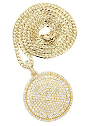 10K Yellow Gold Circle Diamond Necklace  | 6 Carats