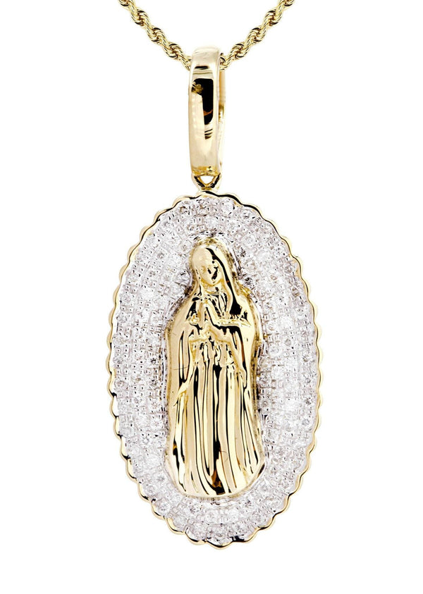 10K Yellow Gold St. Mary Diamond Necklace  | 0.39 Carats