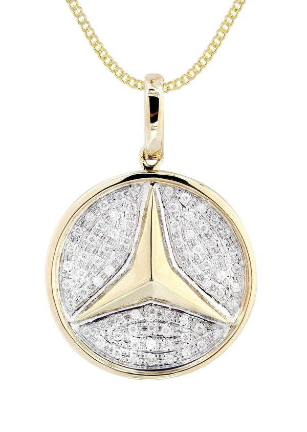 10K Yellow Gold Circle Diamond Necklace  | 0.44 Carats