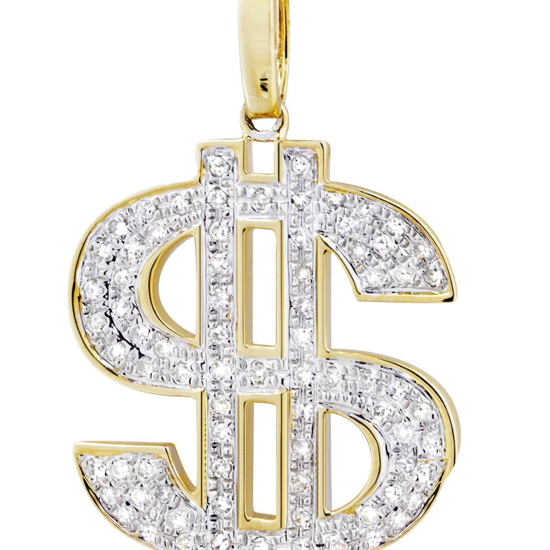10K Yellow Gold Money Sign Diamond Necklace  | 0.59 Carats