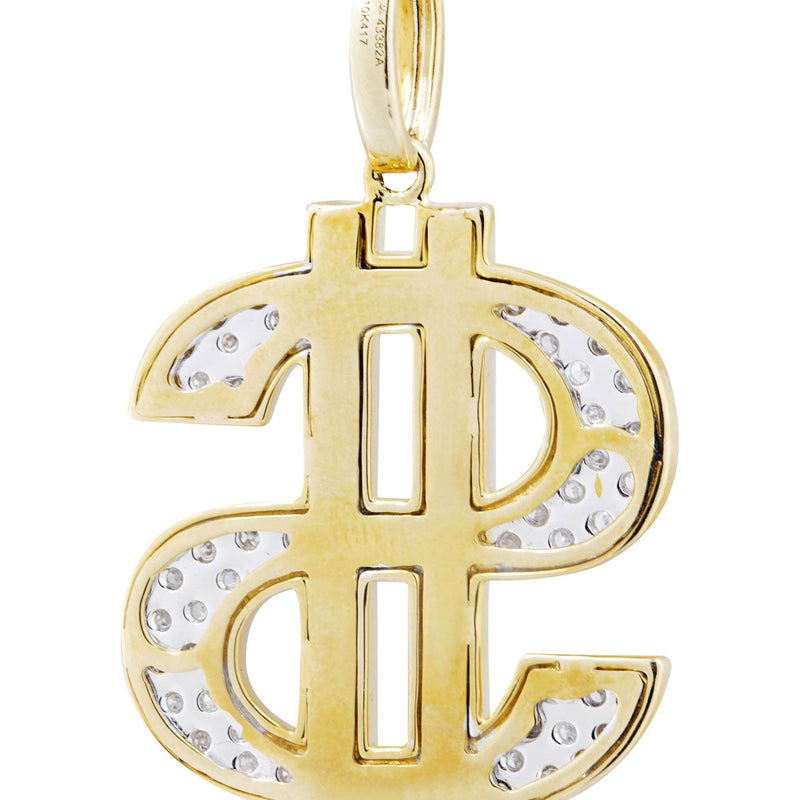 10K Yellow Gold Money Sign Diamond Necklace  | 0.59 Carats