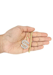 10K Yellow Gold Money Sign Diamond Necklace  | 0.59 Carats
