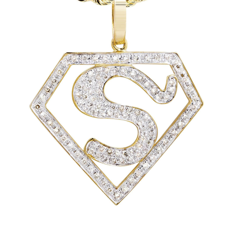10K Yellow Gold Superman Diamond Necklace  | 0.75 Carats