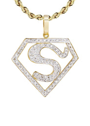 10K Yellow Gold Superman Diamond Necklace  | 0.75 Carats