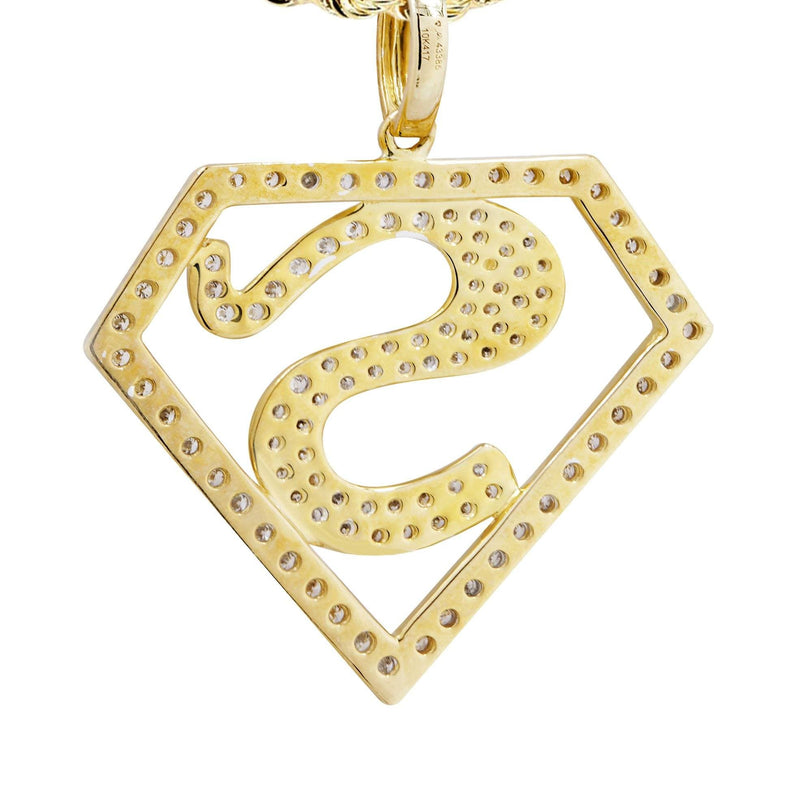 10K Yellow Gold Superman Diamond Necklace  | 0.75 Carats