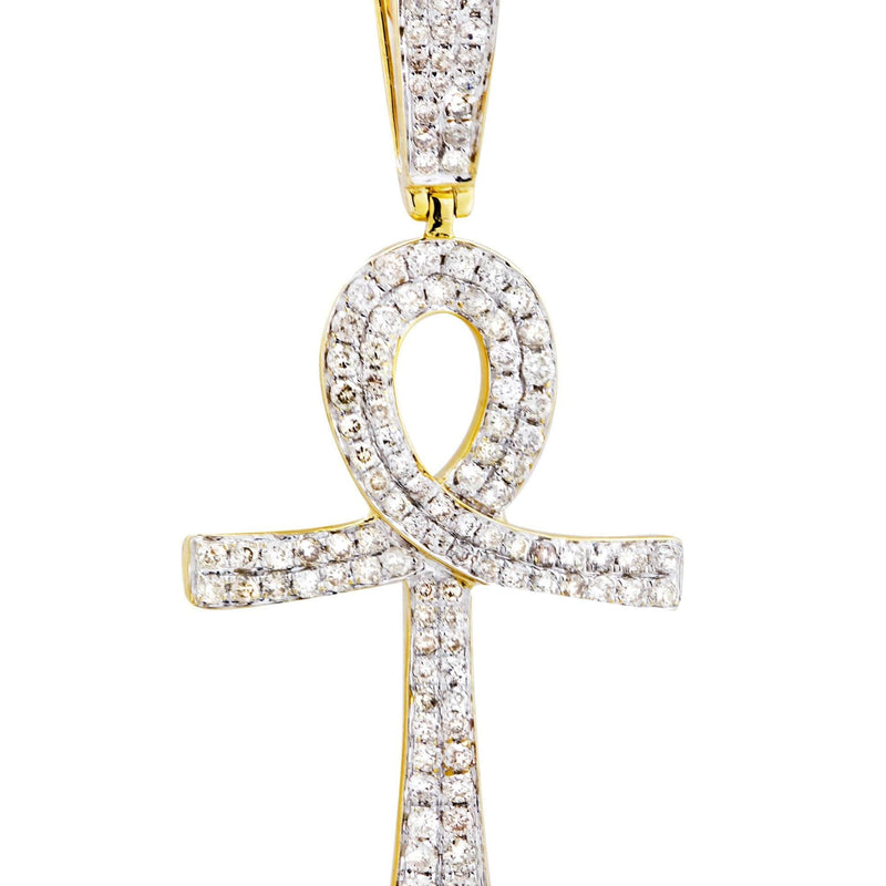 10K Yellow Gold Ankh Diamond Necklace  | 0.93 Carats