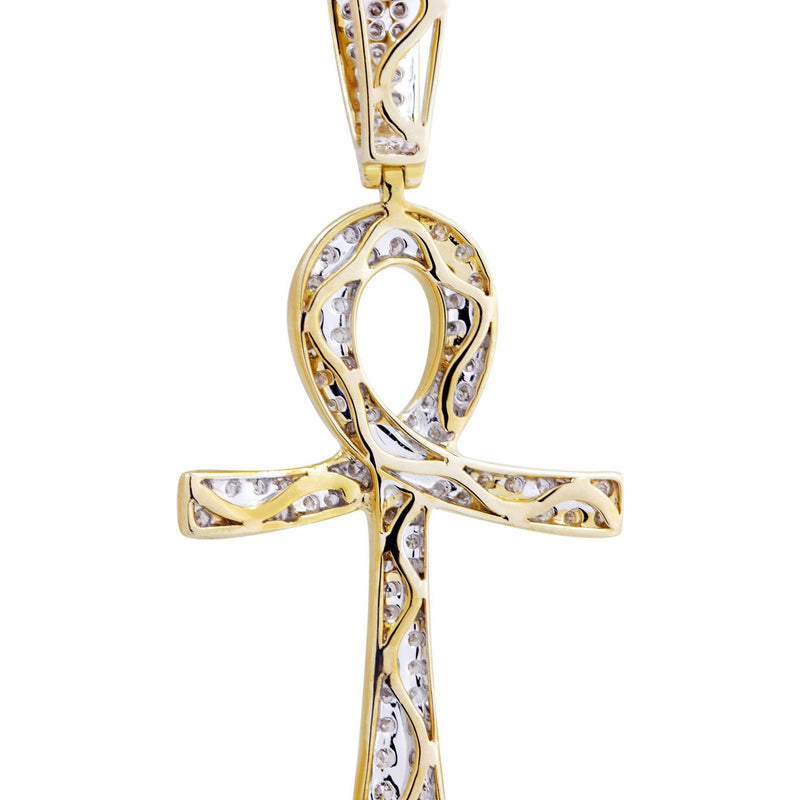 10K Yellow Gold Ankh Diamond Necklace  | 0.93 Carats