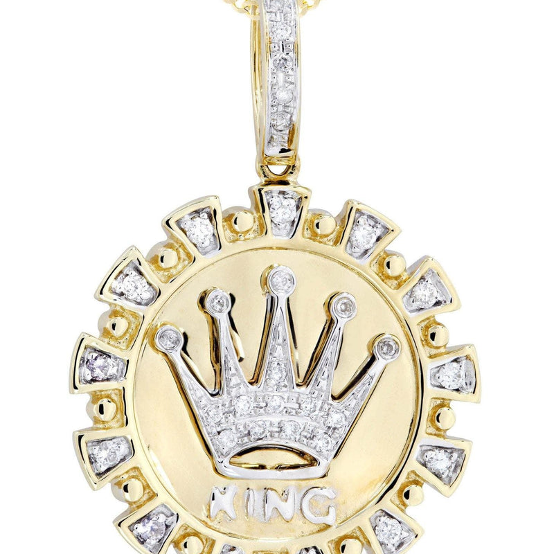 14K Yellow Gold Crown Diamond Necklace  | 0.28 Carats
