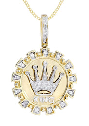14K Yellow Gold Crown Diamond Necklace  | 0.28 Carats