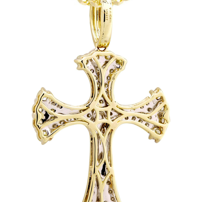10K Yellow Gold Cross / Crucifix Diamond Necklace  | 1.05 Carats