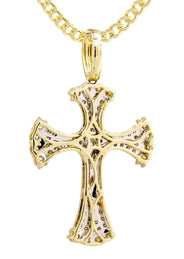 10K Yellow Gold Cross / Crucifix Diamond Necklace  | 1.05 Carats