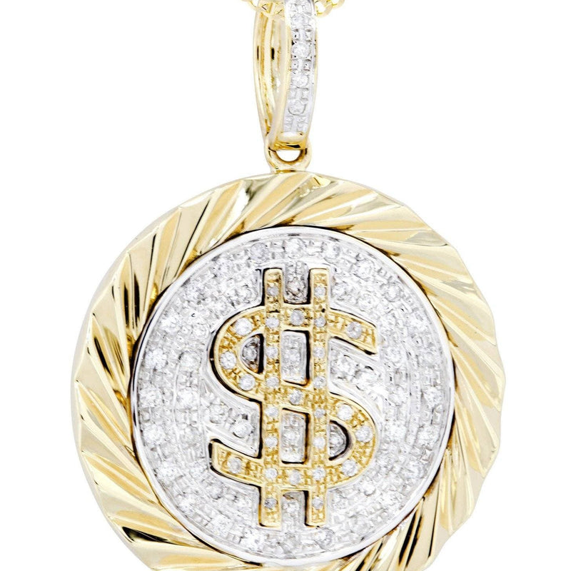 14K Yellow Gold Money Sign Diamond Necklace  | 0.5 Carats