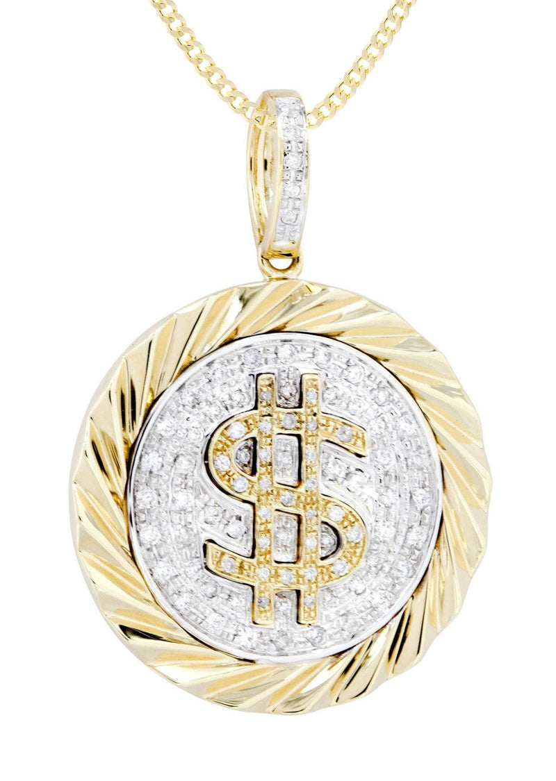 14K Yellow Gold Money Sign Diamond Necklace  | 0.5 Carats