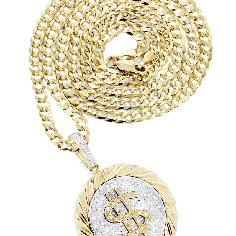 14K Yellow Gold Money Sign Diamond Necklace  | 0.5 Carats