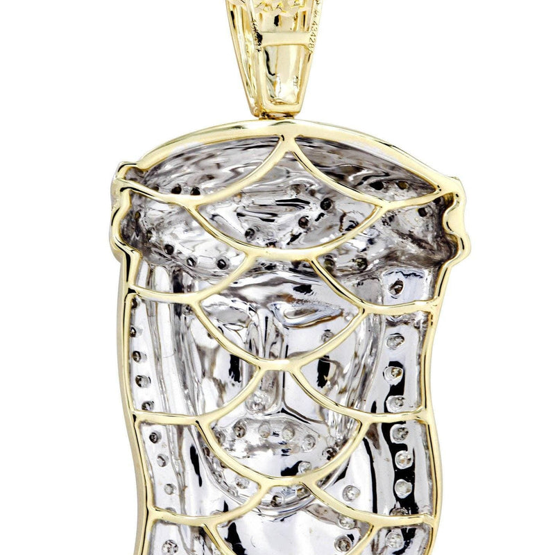 10K Yellow Gold Jesus Head Diamond Necklace  | 0.33 Carats