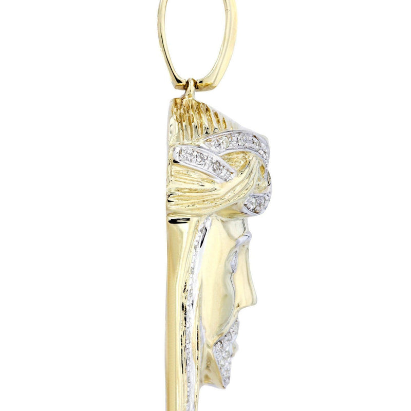 10K Yellow Gold Jesus Head Diamond Necklace  | 0.33 Carats