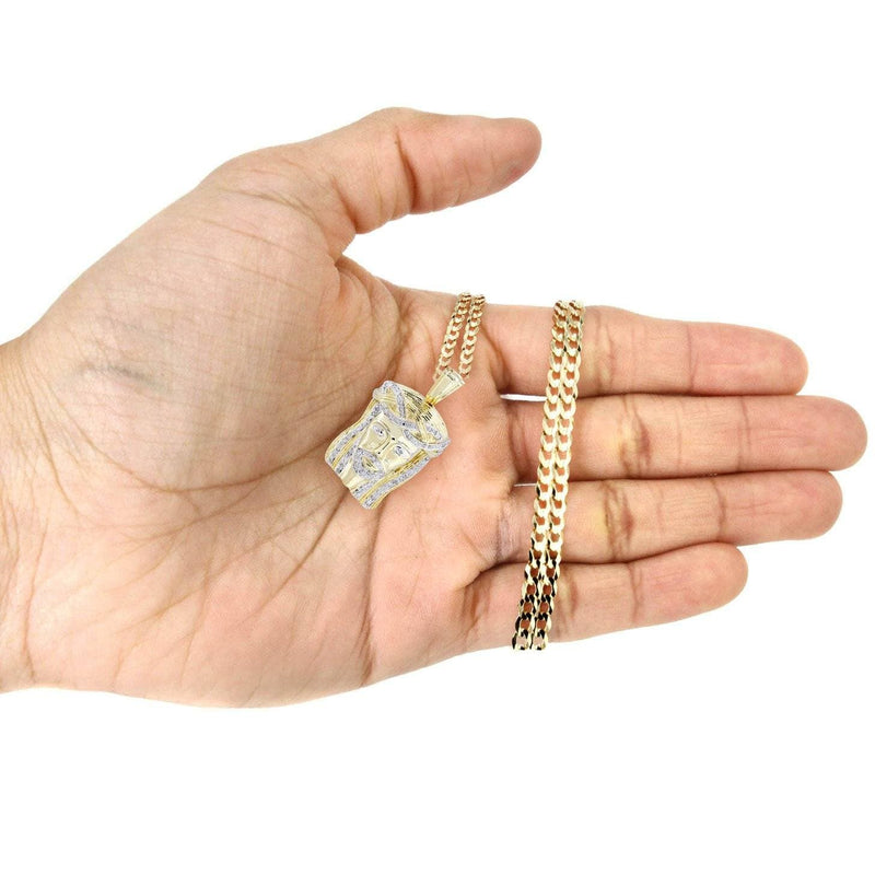 10K Yellow Gold Jesus Head Diamond Necklace  | 0.33 Carats