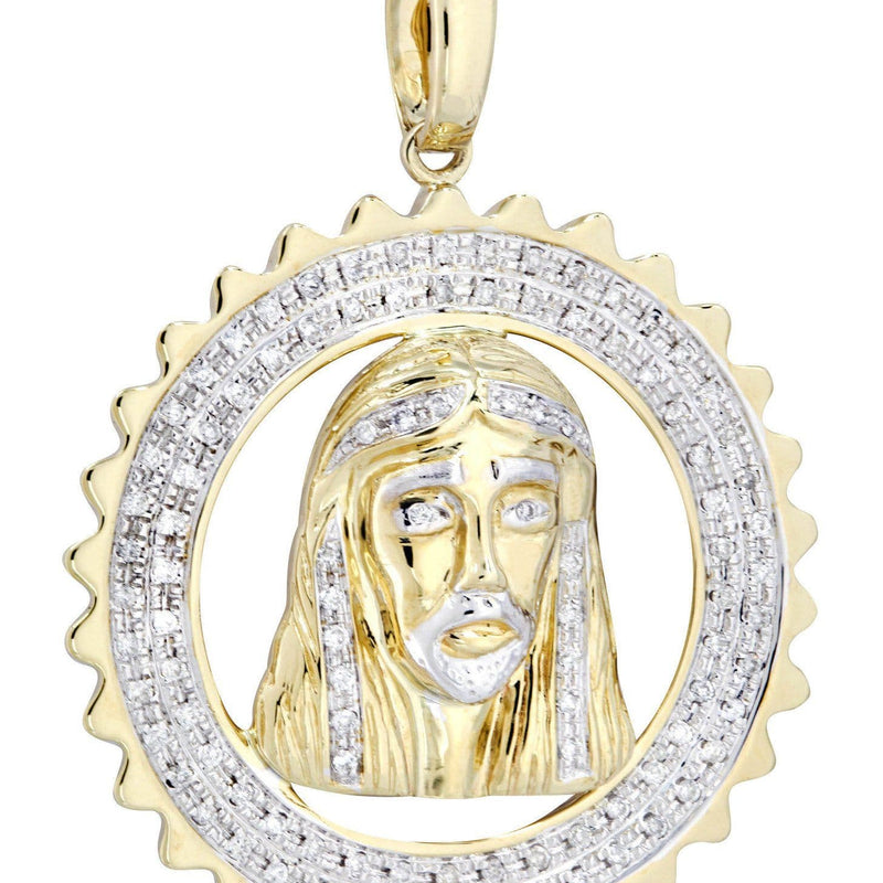 10K Yellow Gold Jesus Head Diamond Necklace  | 0.6 Carats