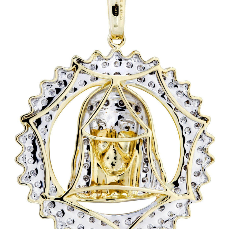 10K Yellow Gold Jesus Head Diamond Necklace  | 0.6 Carats