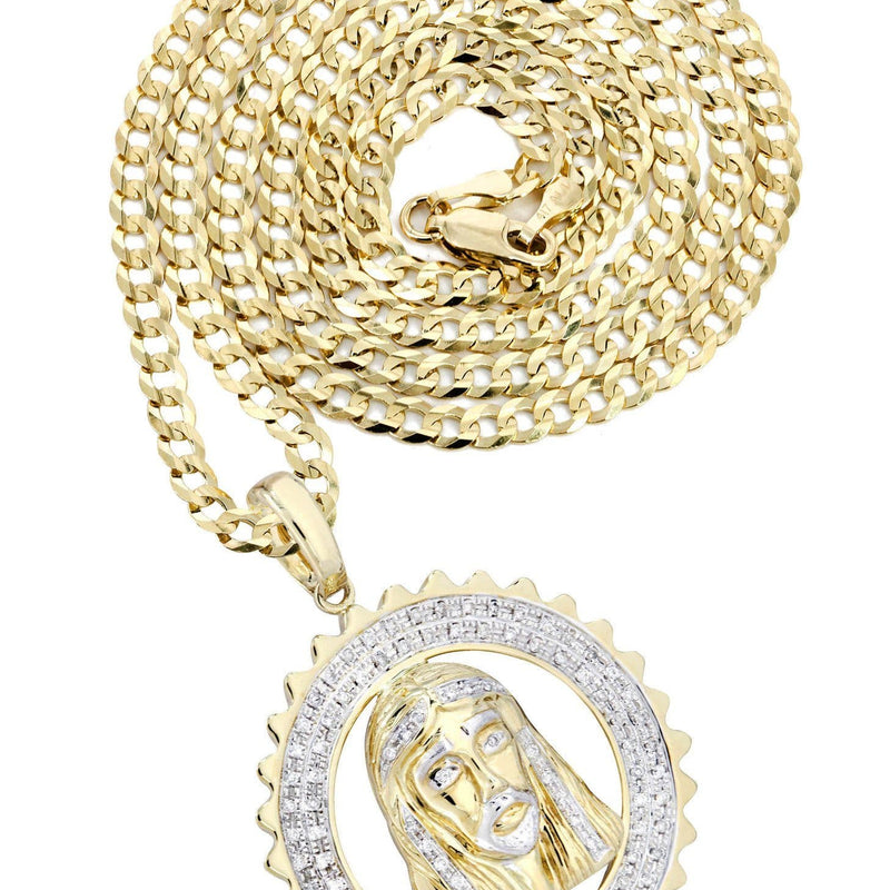 10K Yellow Gold Jesus Head Diamond Necklace  | 0.6 Carats