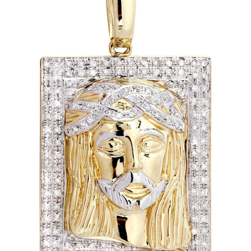 10K Yellow Gold Jesus Head Diamond Necklace  | 0.48 Carats