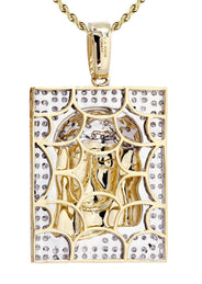 10K Yellow Gold Jesus Head Diamond Necklace  | 0.48 Carats