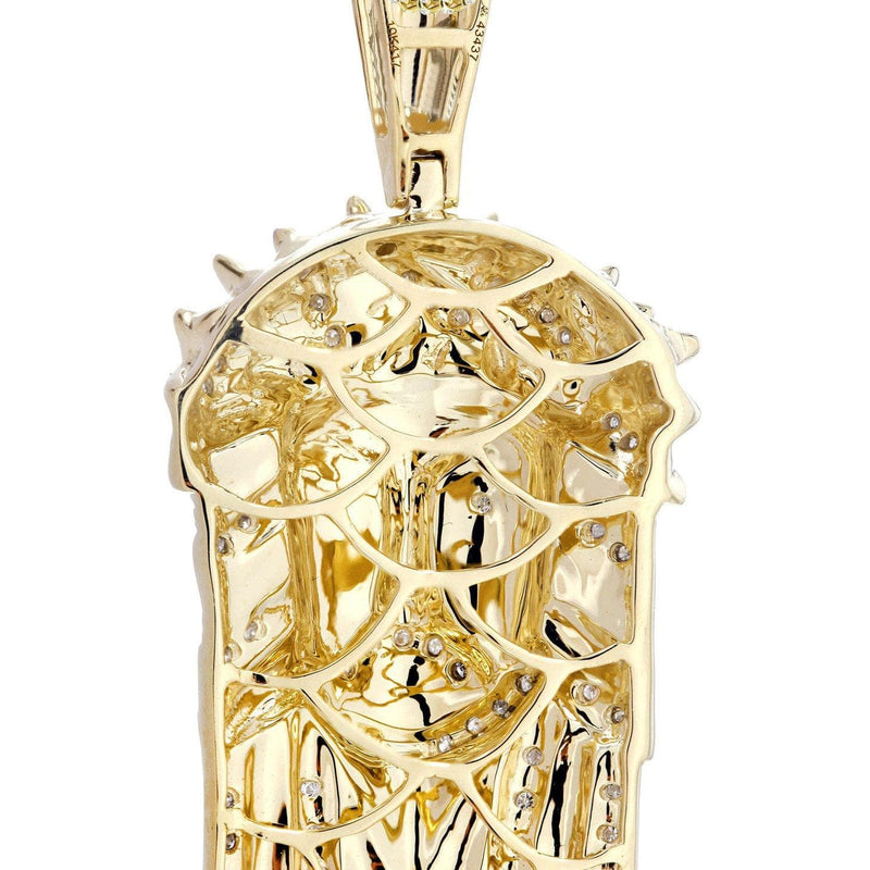 10K Yellow Gold Jesus Head Diamond Necklace  | 0.28 Carats