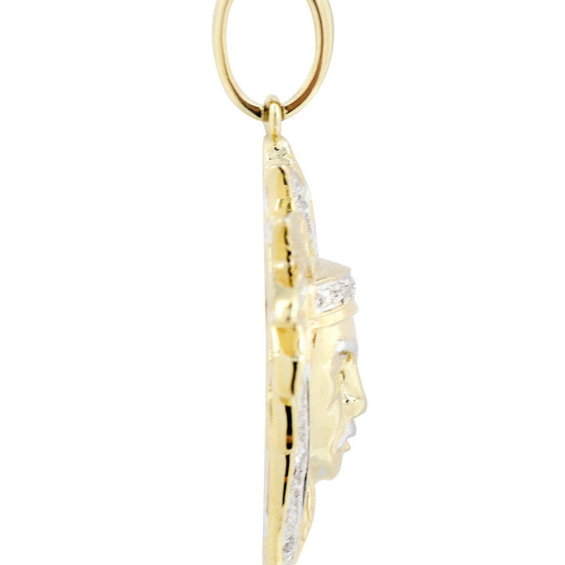 10K Yellow Gold Chief Head Diamond Necklace  | 0.23 Carats