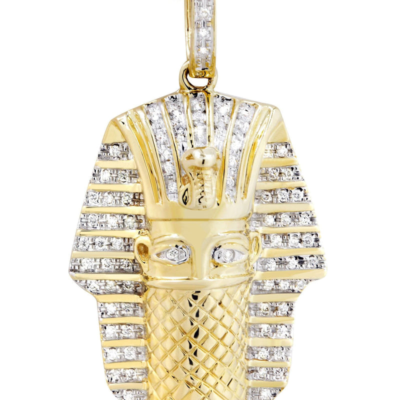 14K Yellow Gold Masked Pharaoh Diamond Necklace  | 0.35 Carats