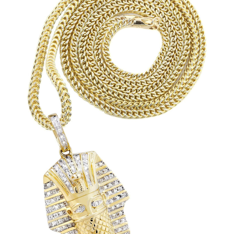 14K Yellow Gold Masked Pharaoh Diamond Necklace  | 0.35 Carats