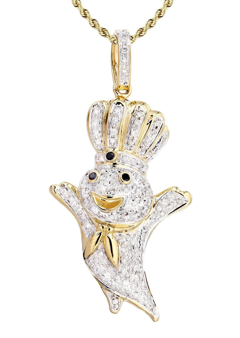 14K Yellow Gold Pillsbury Boy Diamond Necklace  | 0.79 Carats