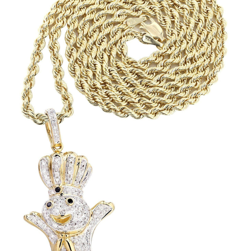 14K Yellow Gold Pillsbury Boy Diamond Necklace  | 0.79 Carats